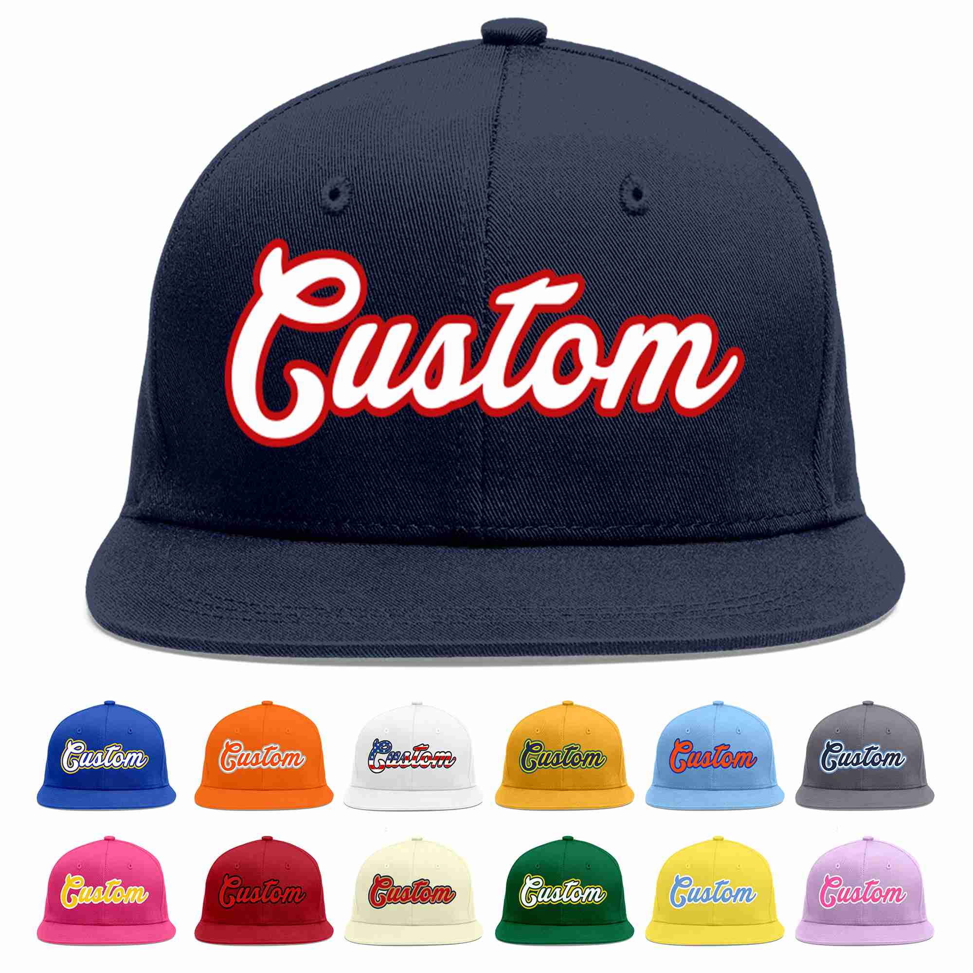 Custom Navy White-Red Casual Sport Baseball Cap