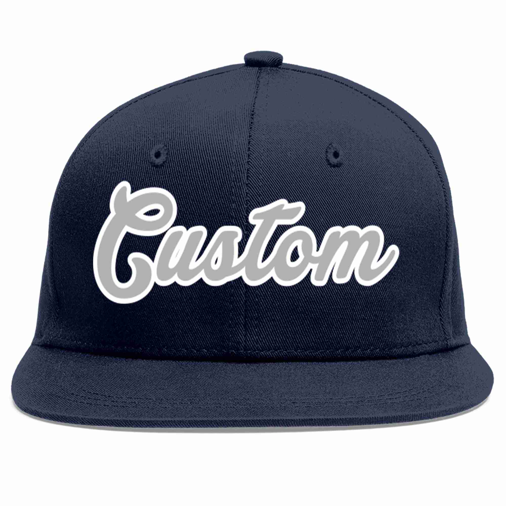 Custom Navy Gray-White Casual Sport Baseball Cap