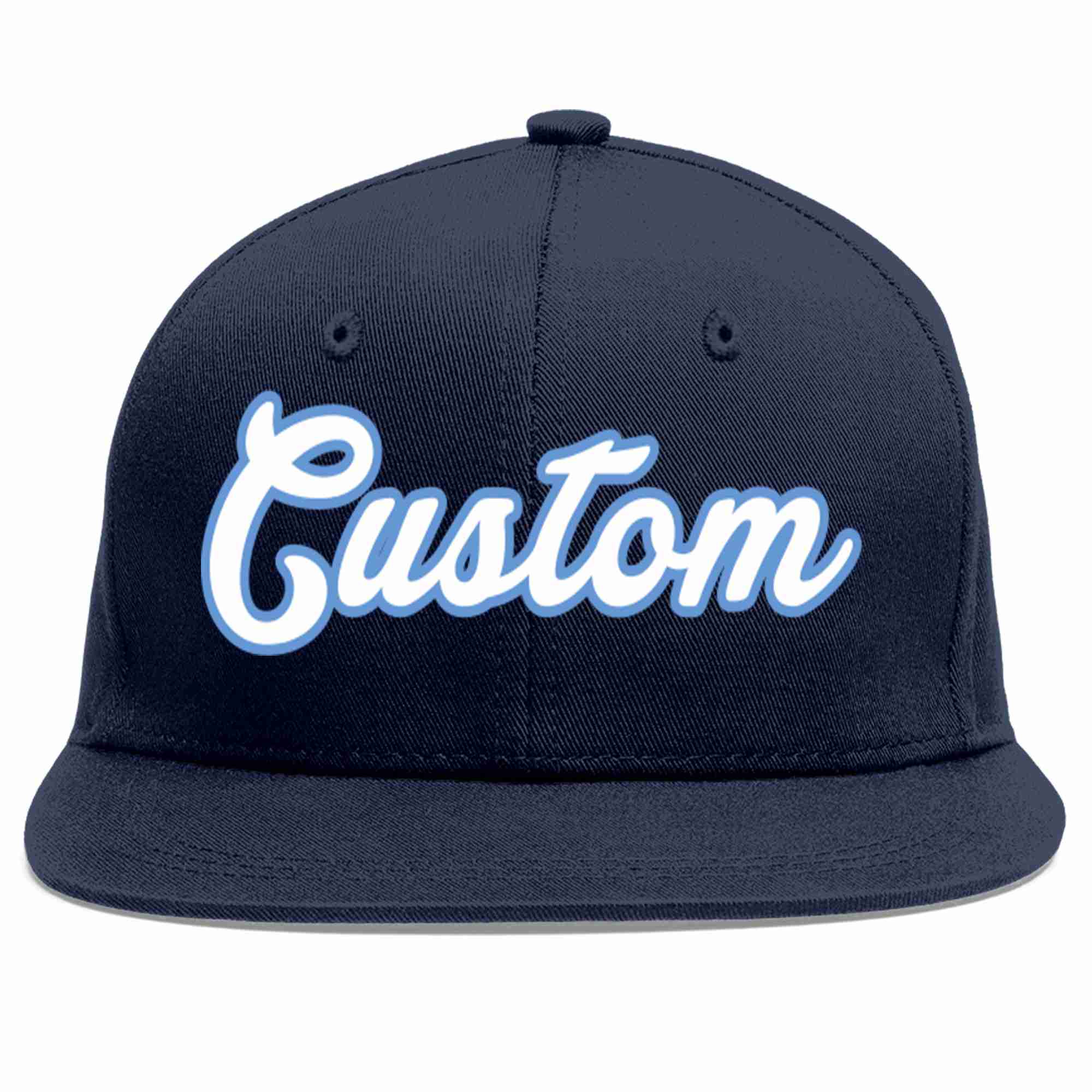 Custom Navy White-Light Blue Casual Sport Baseball Cap