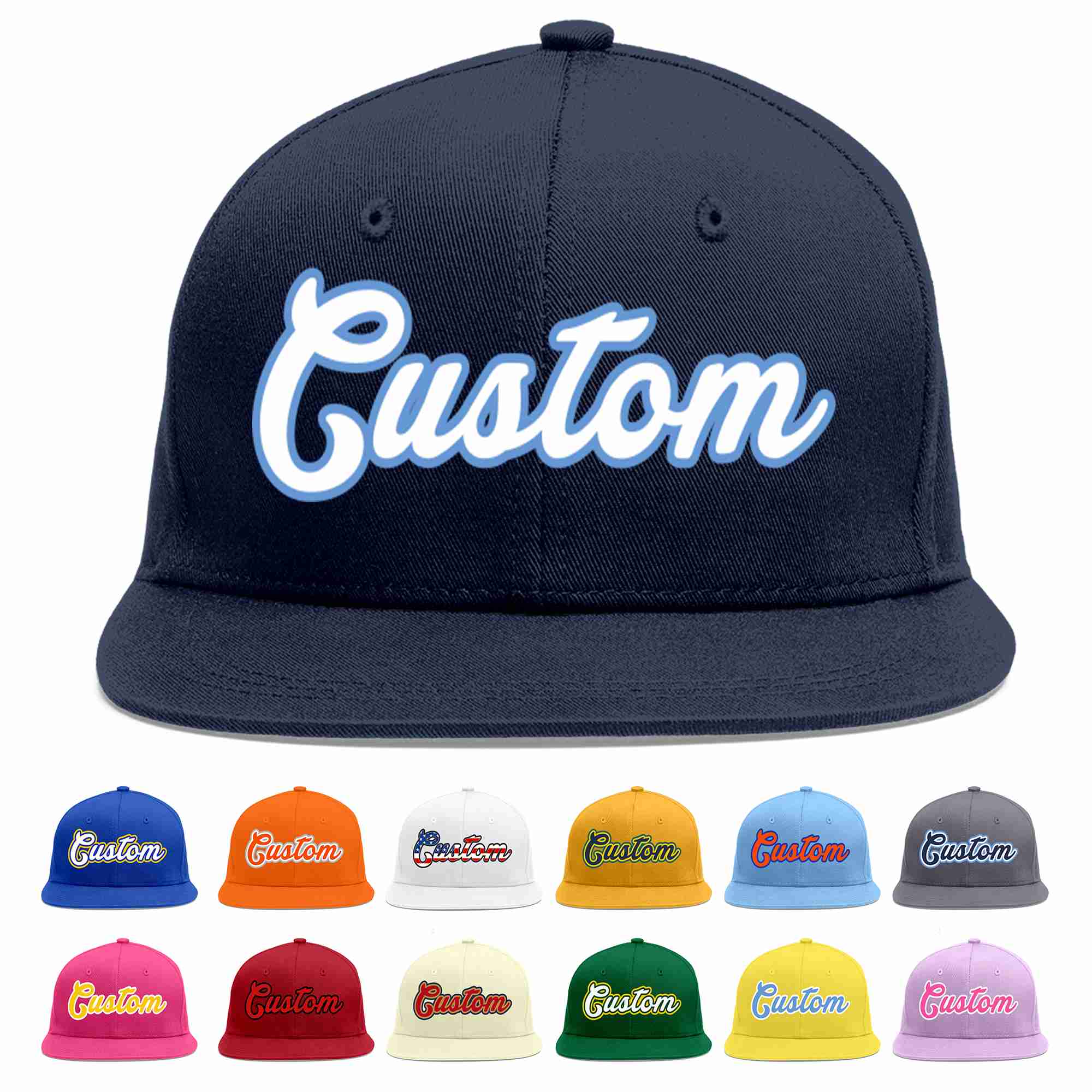 Custom Navy White-Light Blue Casual Sport Baseball Cap