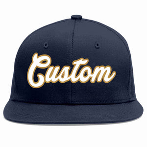 Custom Navy White-Old Gold Casual Sport Baseball Cap