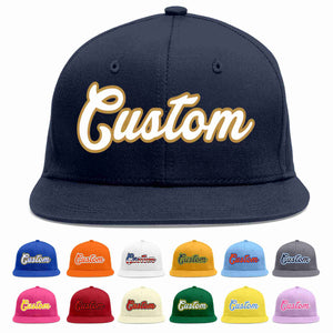 Custom Navy White-Old Gold Casual Sport Baseball Cap