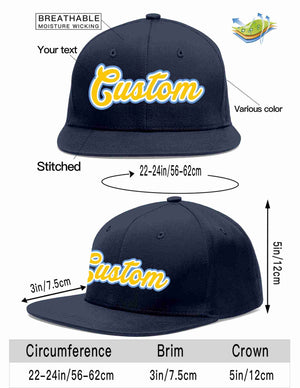 Custom Navy Gold-White Casual Sport Baseball Cap