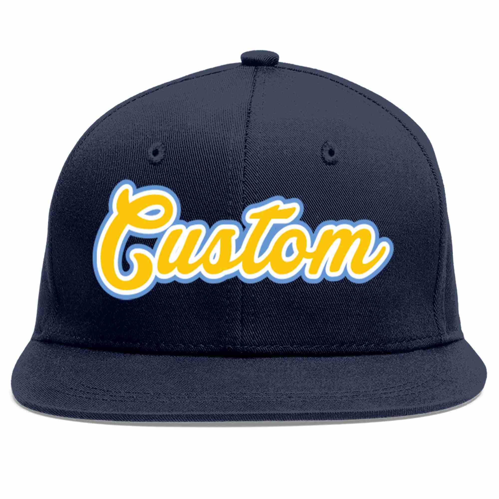 Custom Navy Gold-White Casual Sport Baseball Cap