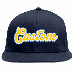 Custom Navy Gold-White Casual Sport Baseball Cap