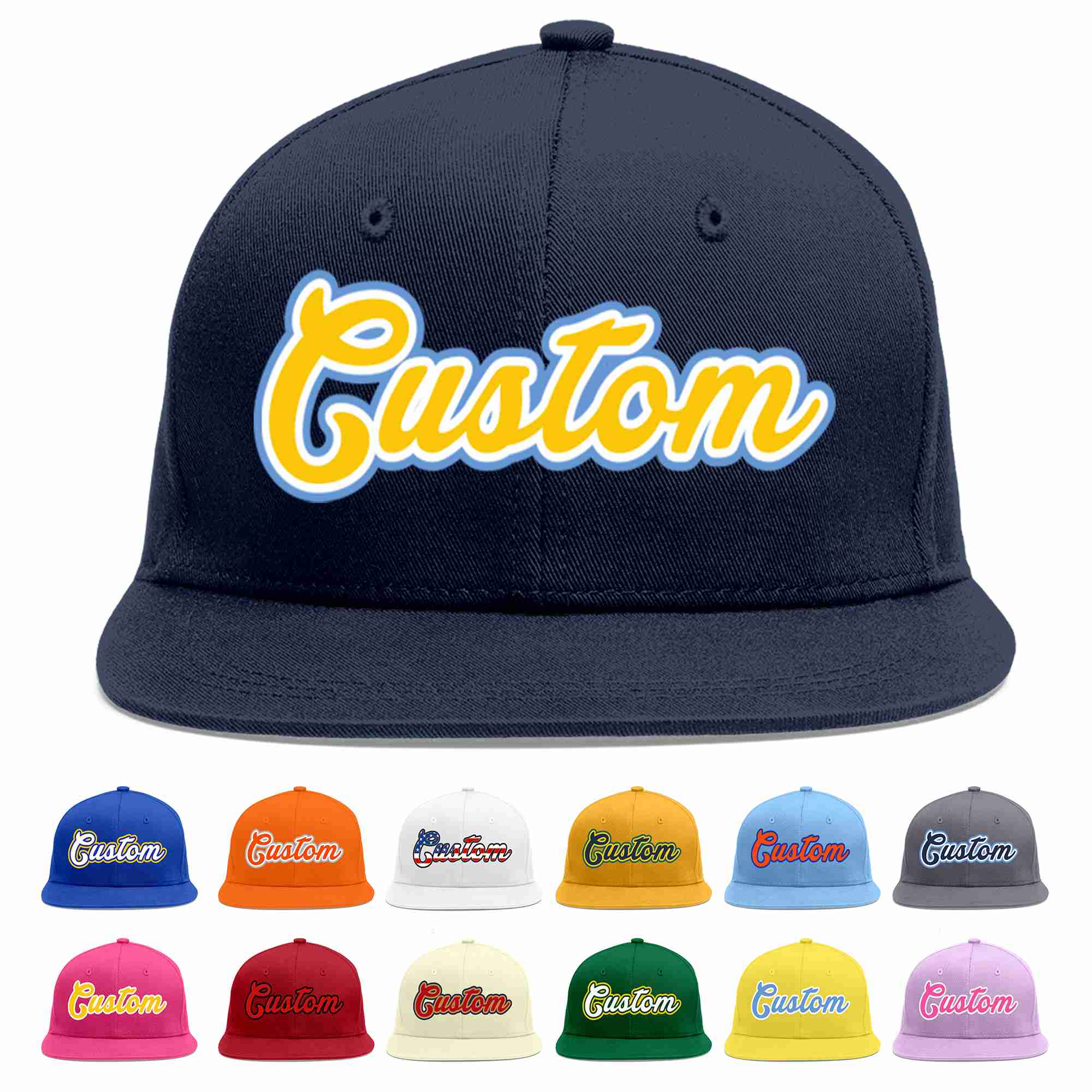 Custom Navy Gold-White Casual Sport Baseball Cap