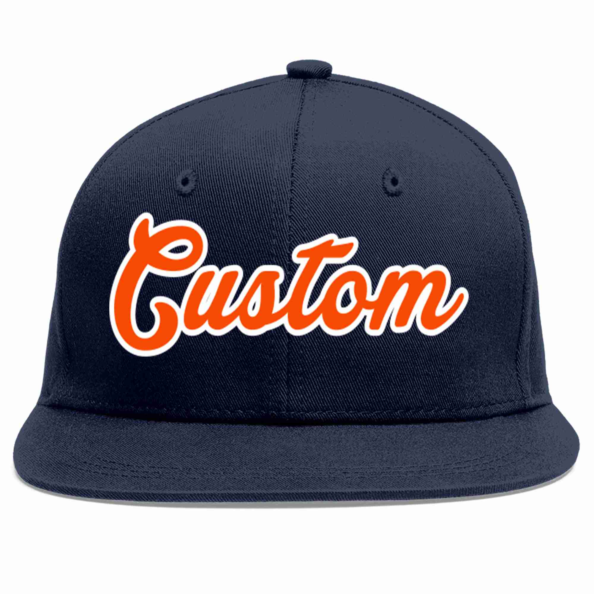 Custom Navy Orange-White Casual Sport Baseball Cap