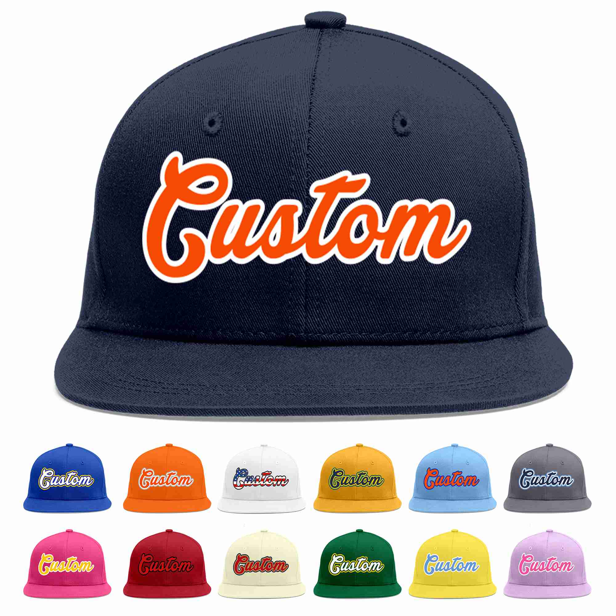 Custom Navy Orange-White Casual Sport Baseball Cap