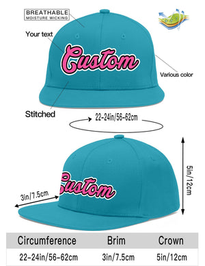 Custom Aqua Pink-Black Flat Eaves Sport Baseball Cap