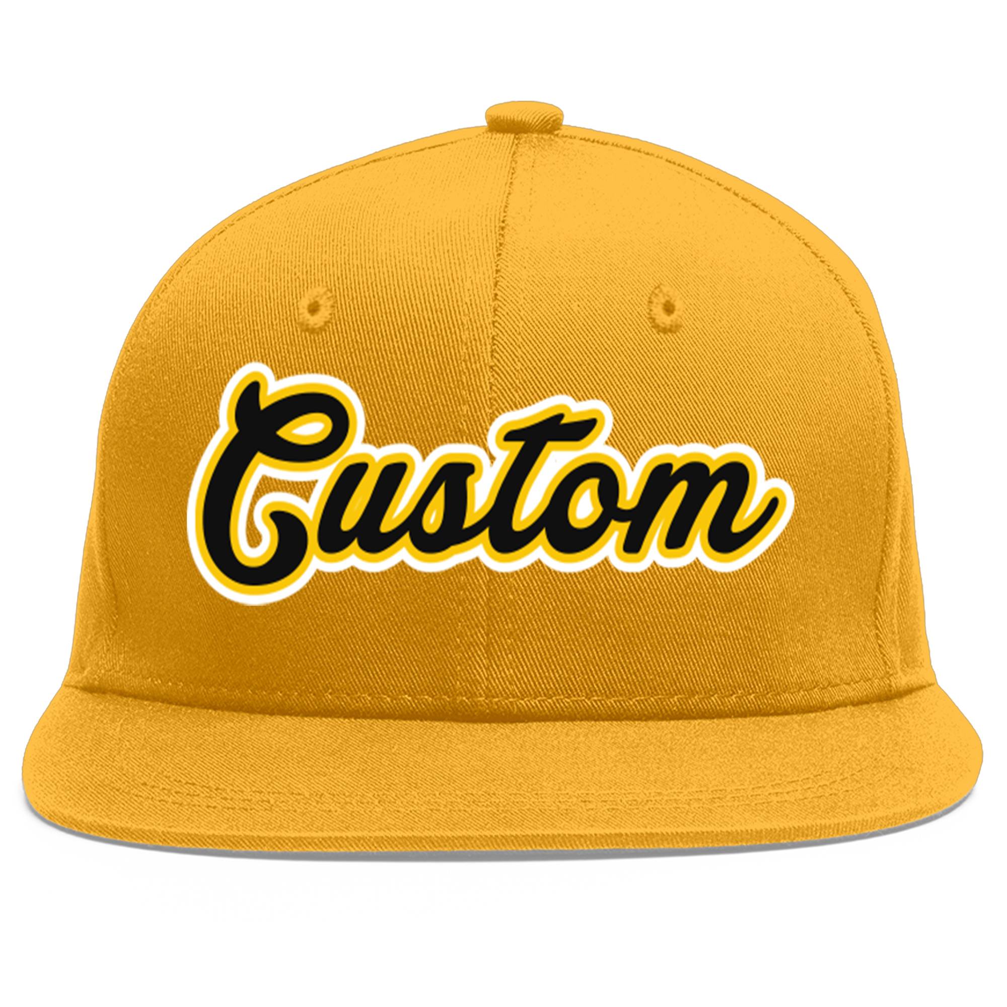 Custom Gold Black-Gold Flat Eaves Sport Baseball Cap