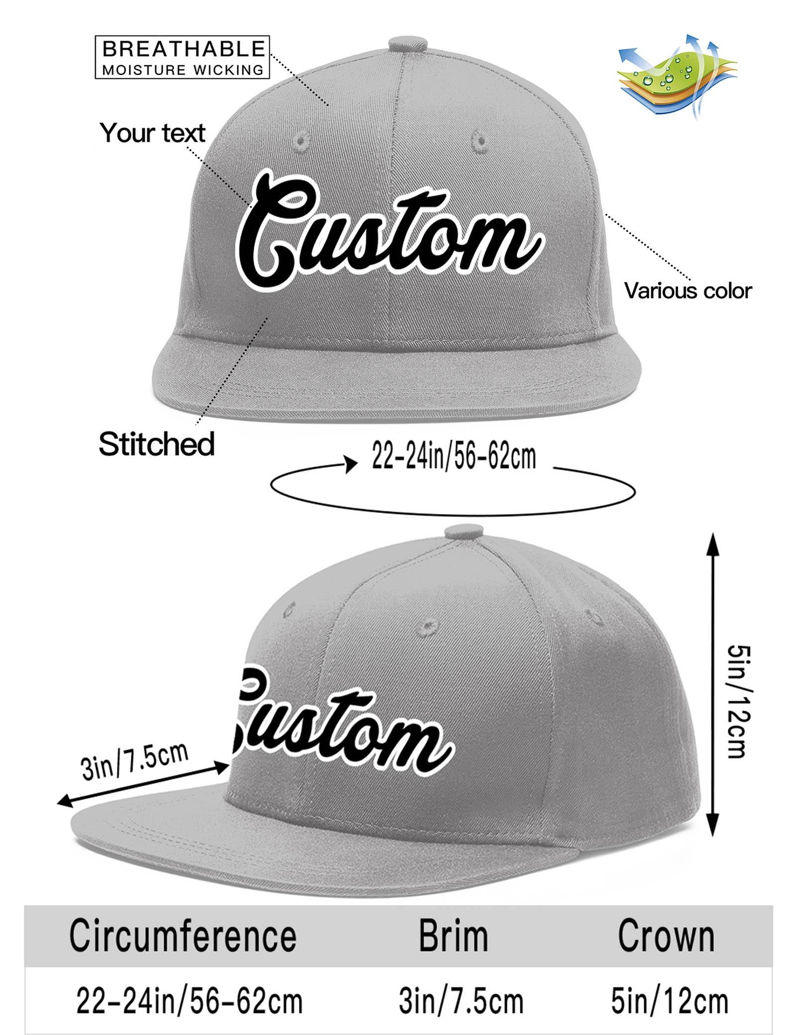 Custom Gray Black-White Flat Eaves Sport Baseball Cap