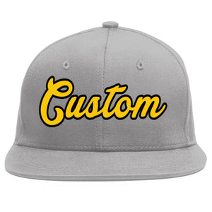 Casquette de baseball sport personnalisée gris or-noir Flat Eaves