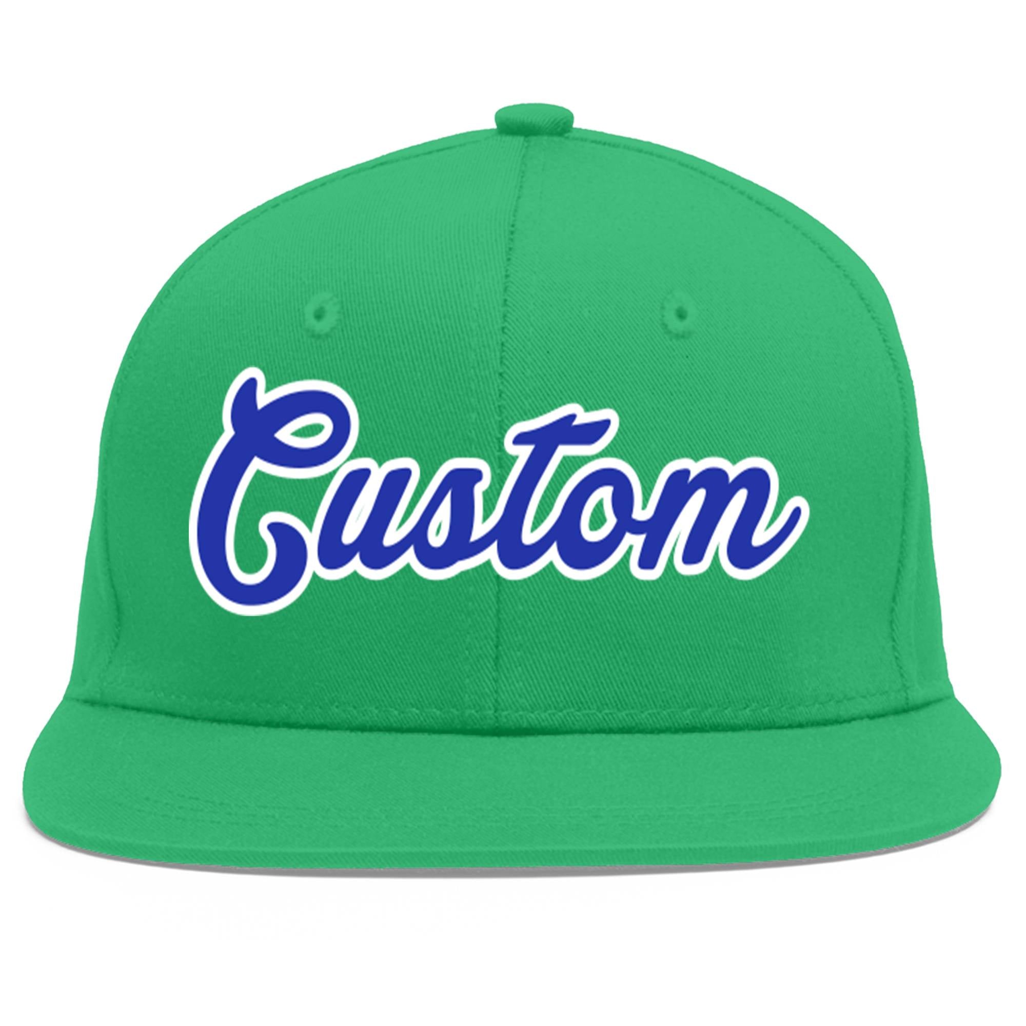 Custom Teal Royal-White Flat Eaves Sport Baseball Cap