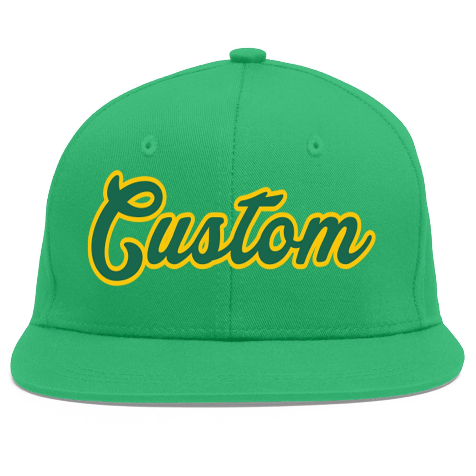 Casquette de baseball personnalisée Kelly Green-Gold Flat Eaves Sport