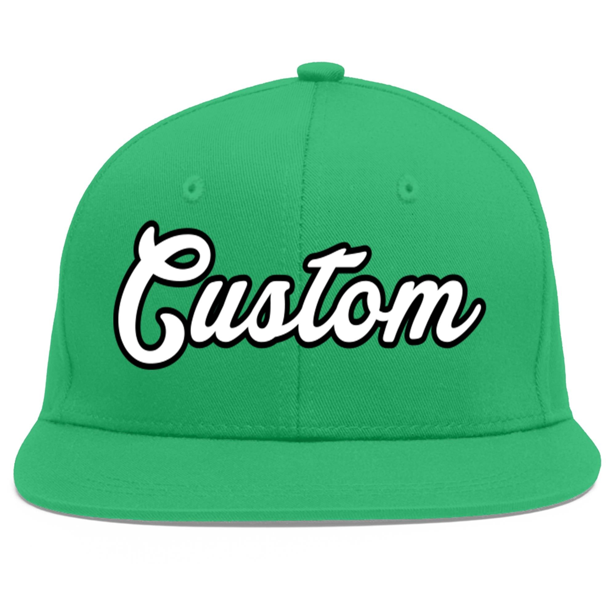 Custom Teal White-Black Flat Eaves Sport Baseball Cap