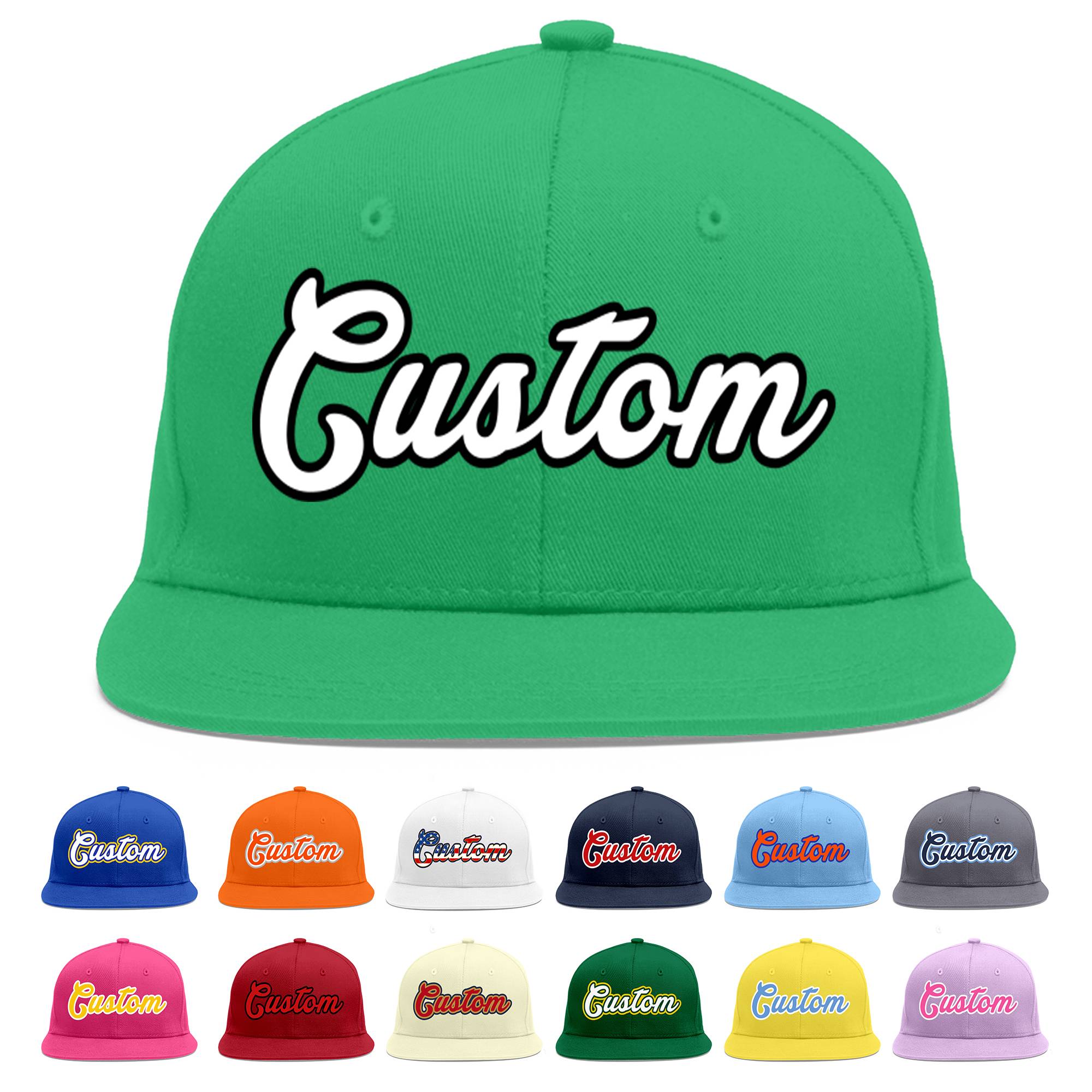 Custom Teal White-Black Flat Eaves Sport Baseball Cap