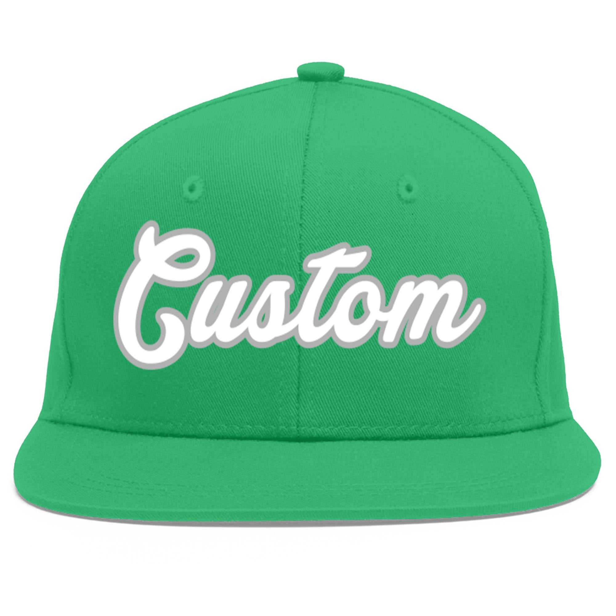 Custom Teal White-Gray Flat Eaves Sport Baseball Cap