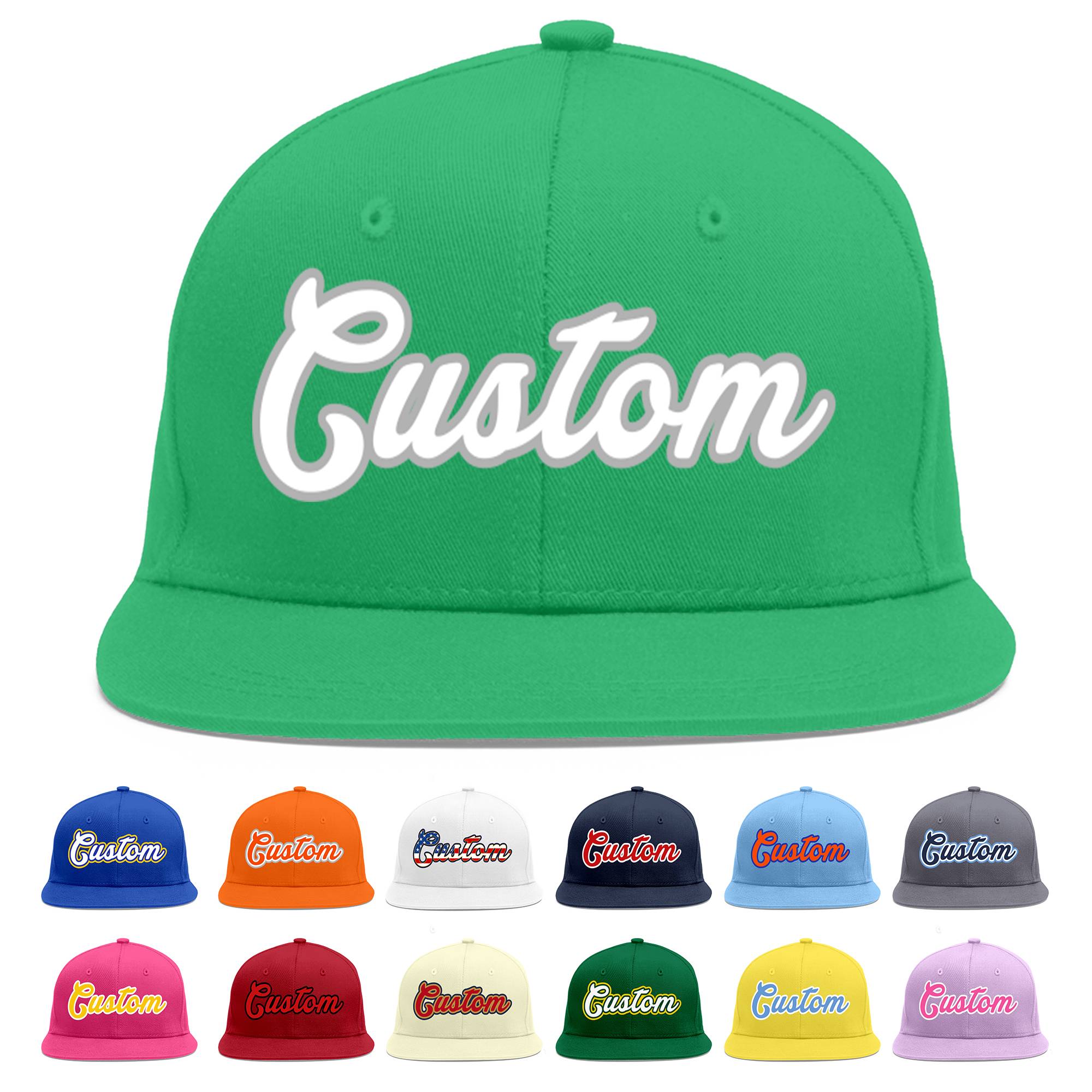 Custom Teal White-Gray Flat Eaves Sport Baseball Cap