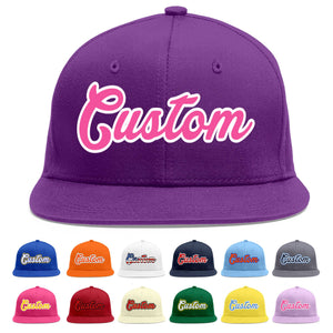 Casquette de baseball sport personnalisée violet rose-blanc avec avant-toit plat