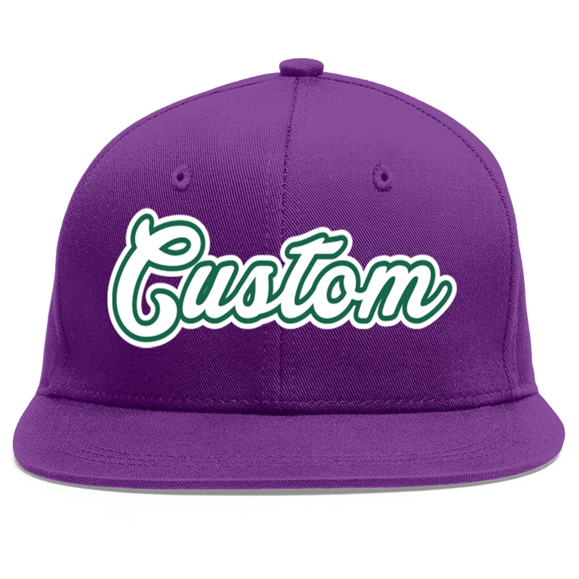 Casquette de baseball personnalisée violet blanc-vert Kelly Flat Eaves