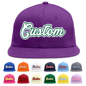 Casquette de baseball personnalisée violet blanc-vert Kelly Flat Eaves