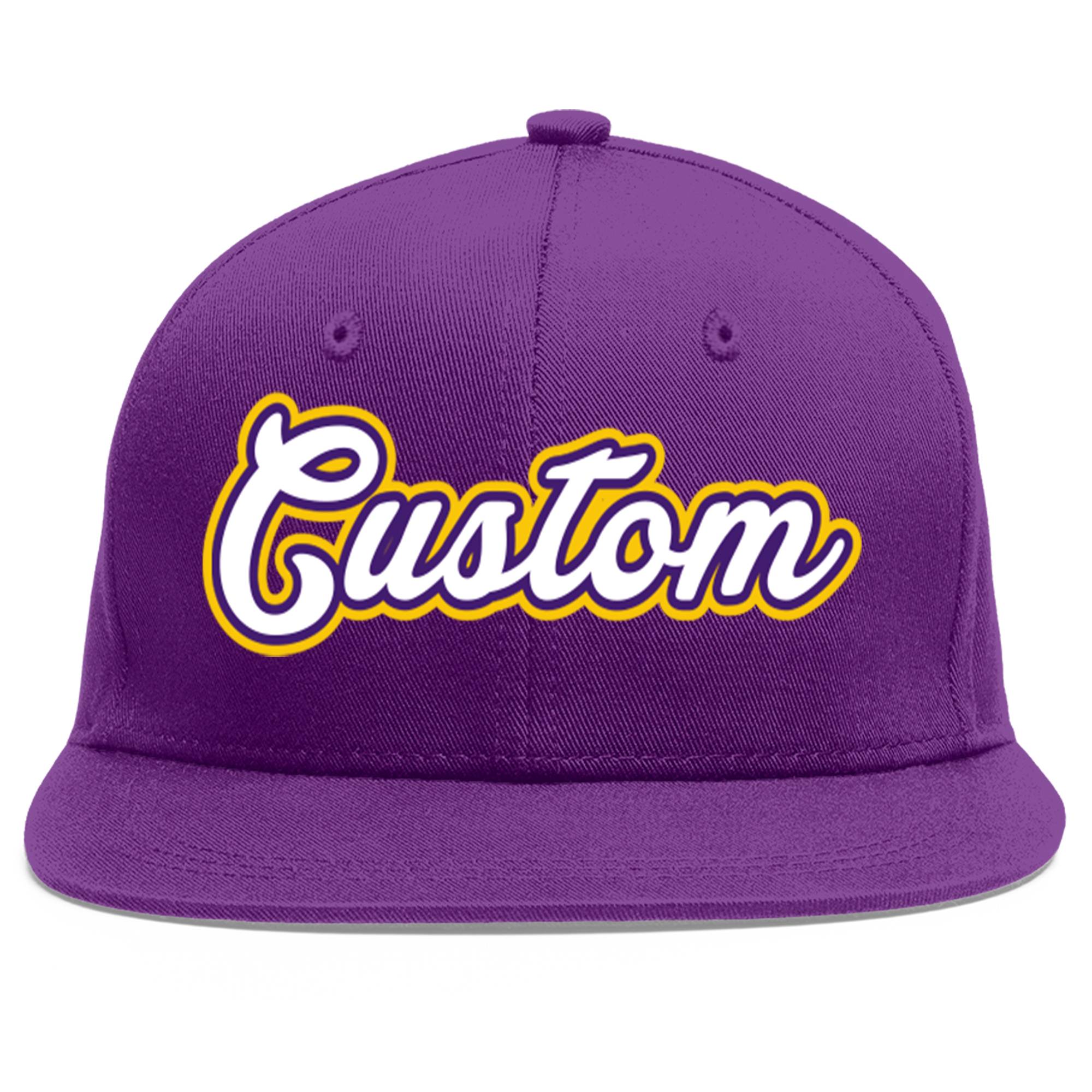 Casquette de baseball sport personnalisée violet blanc-violet plat Eaves