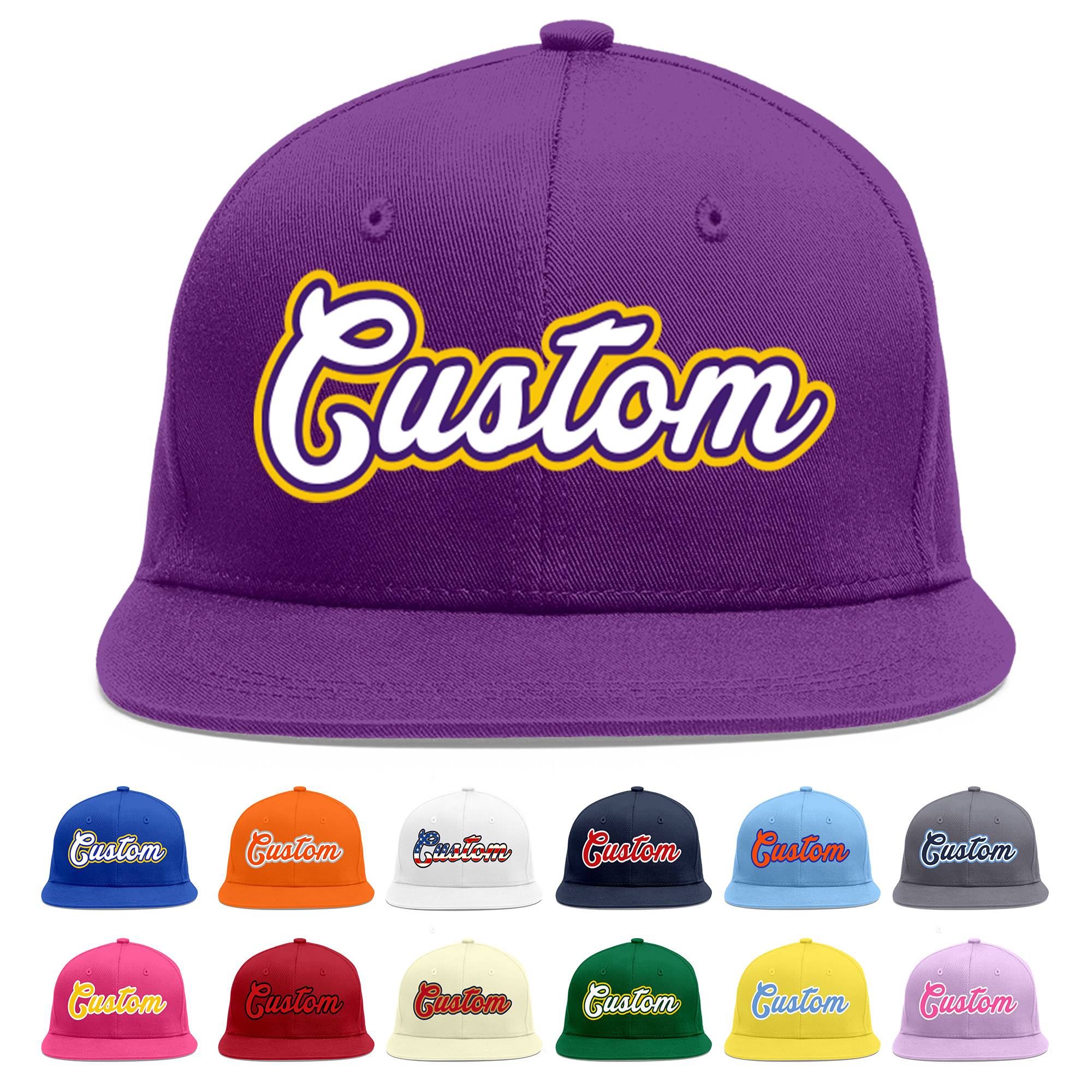 Casquette de baseball sport personnalisée violet blanc-violet plat Eaves