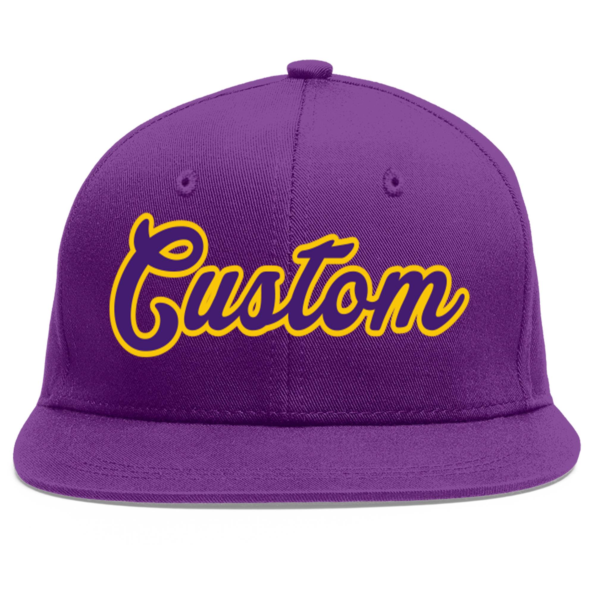 Casquette de baseball personnalisée violet violet-or Flat Eaves Sport