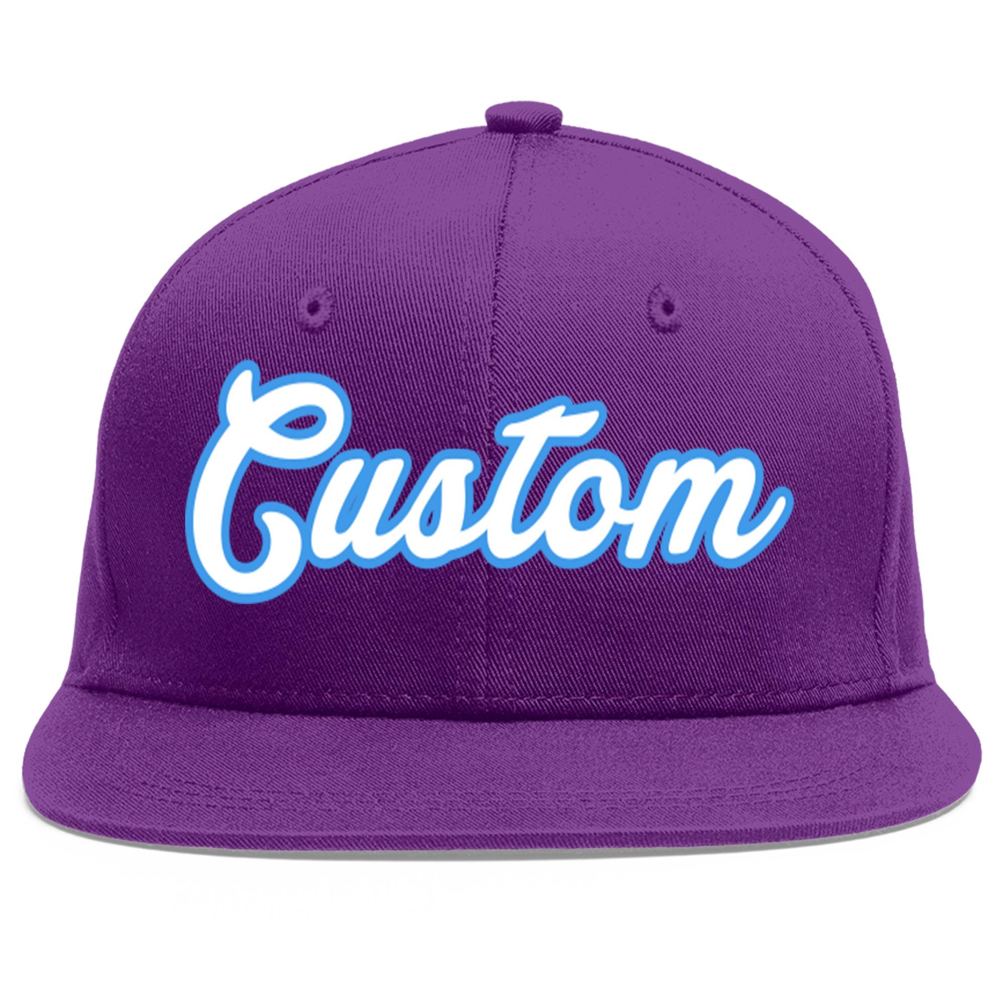 Casquette de baseball sport personnalisée violet blanc-bleu poudre