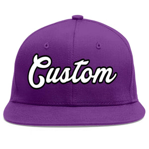 Casquette de baseball sport personnalisée violet blanc-noir Flat Eaves