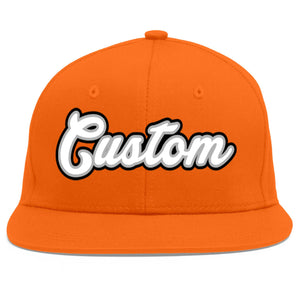 Custom Orange White-Gray Flat Eaves Sport Baseball Cap