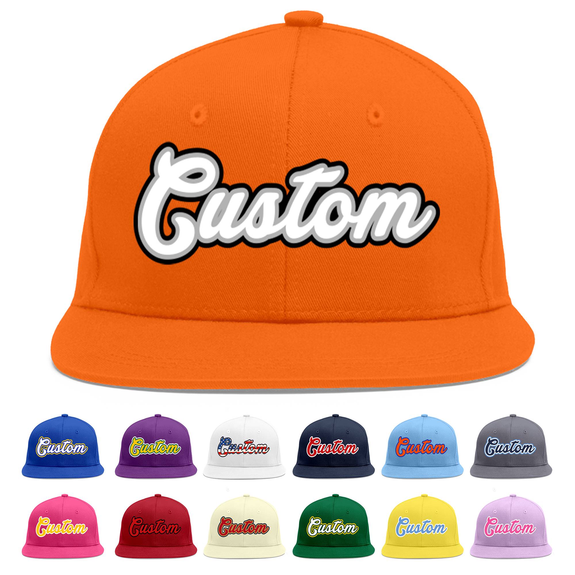 Casquette de baseball sport personnalisée orange blanc-gris Flat Eaves