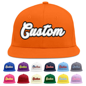 Custom Orange White-Gray Flat Eaves Sport Baseball Cap