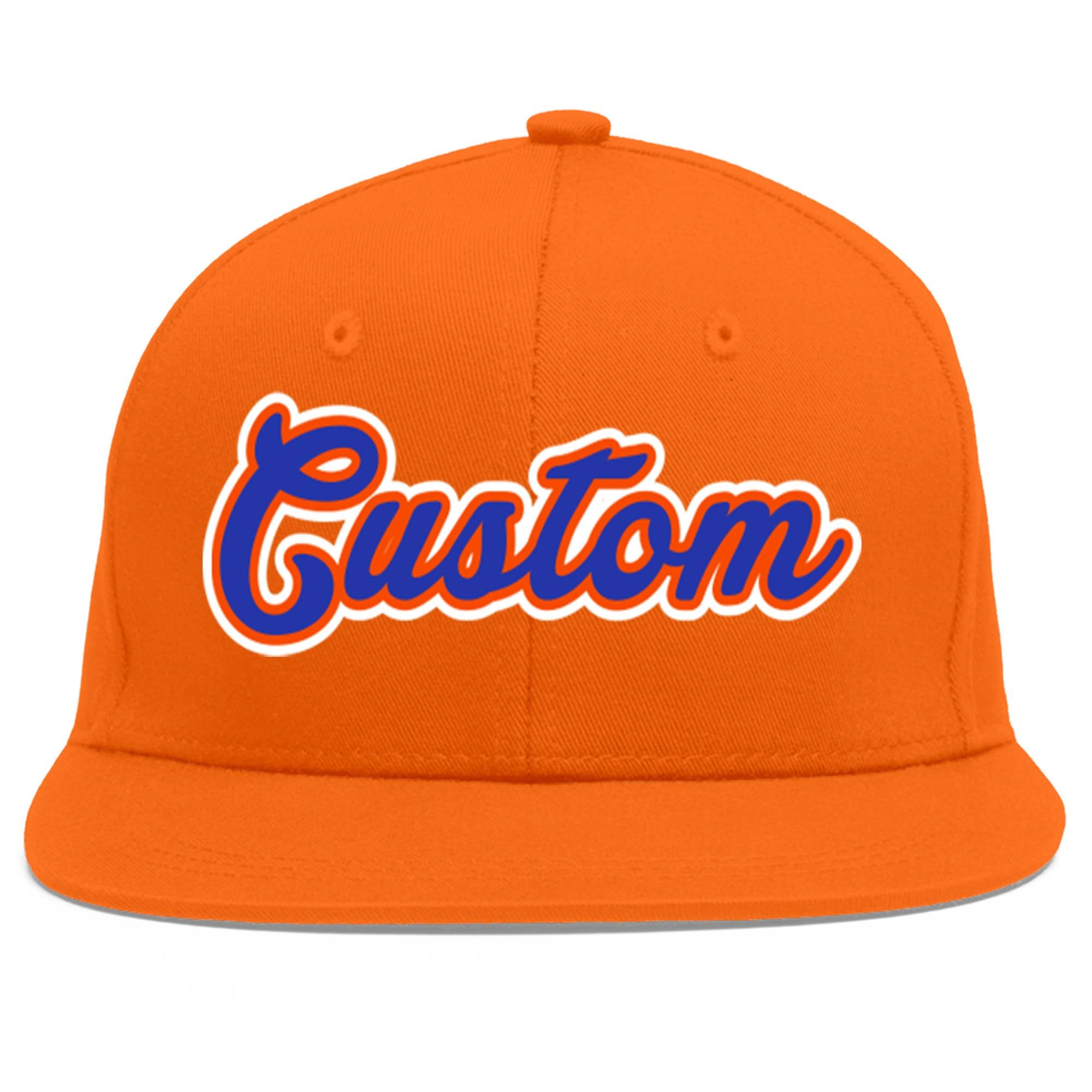 Casquette de baseball sport personnalisée Orange Royal-Orange Flat Eaves