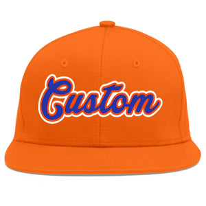 Custom Orange Royal-Orange Flat Eaves Sport Baseball Cap