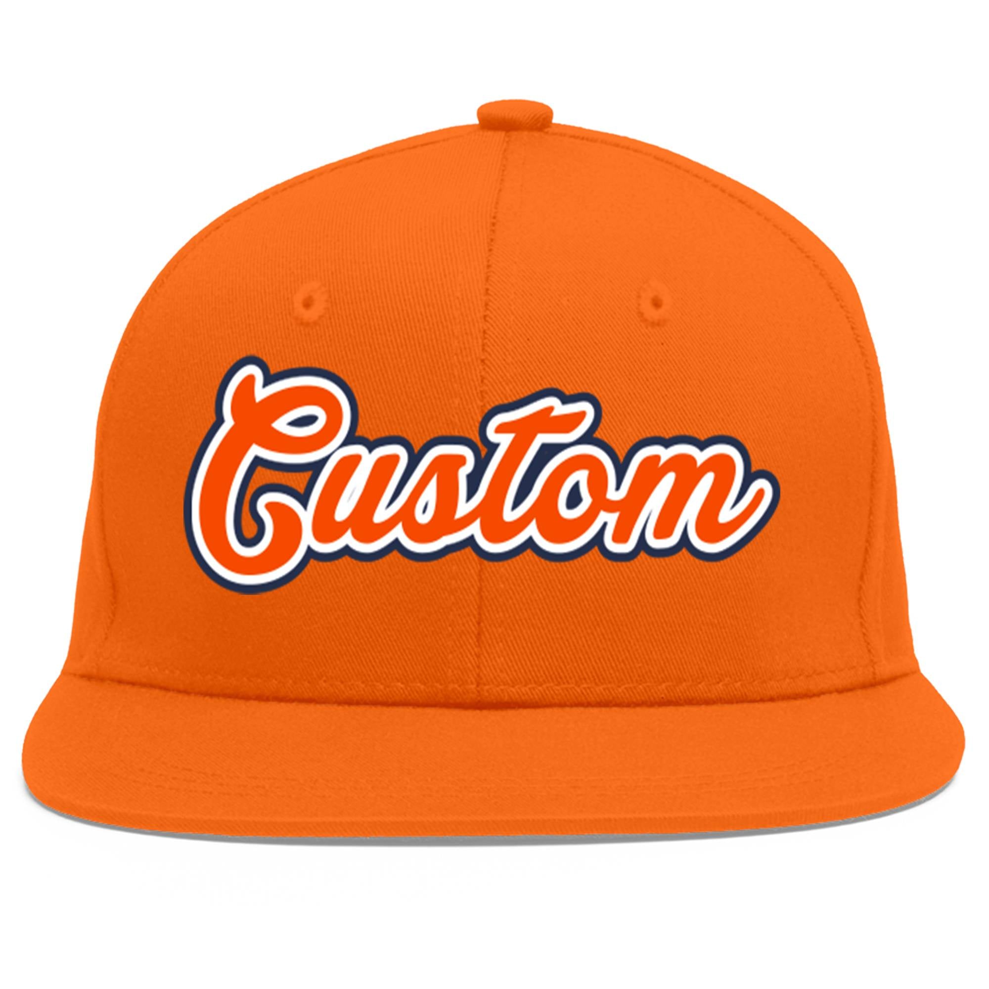 Casquette de baseball sport personnalisée Orange Orange-Blanc Flat Eaves