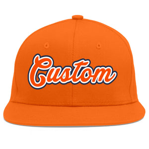 Custom Orange Orange-White Flat Eaves Sport Baseball Cap