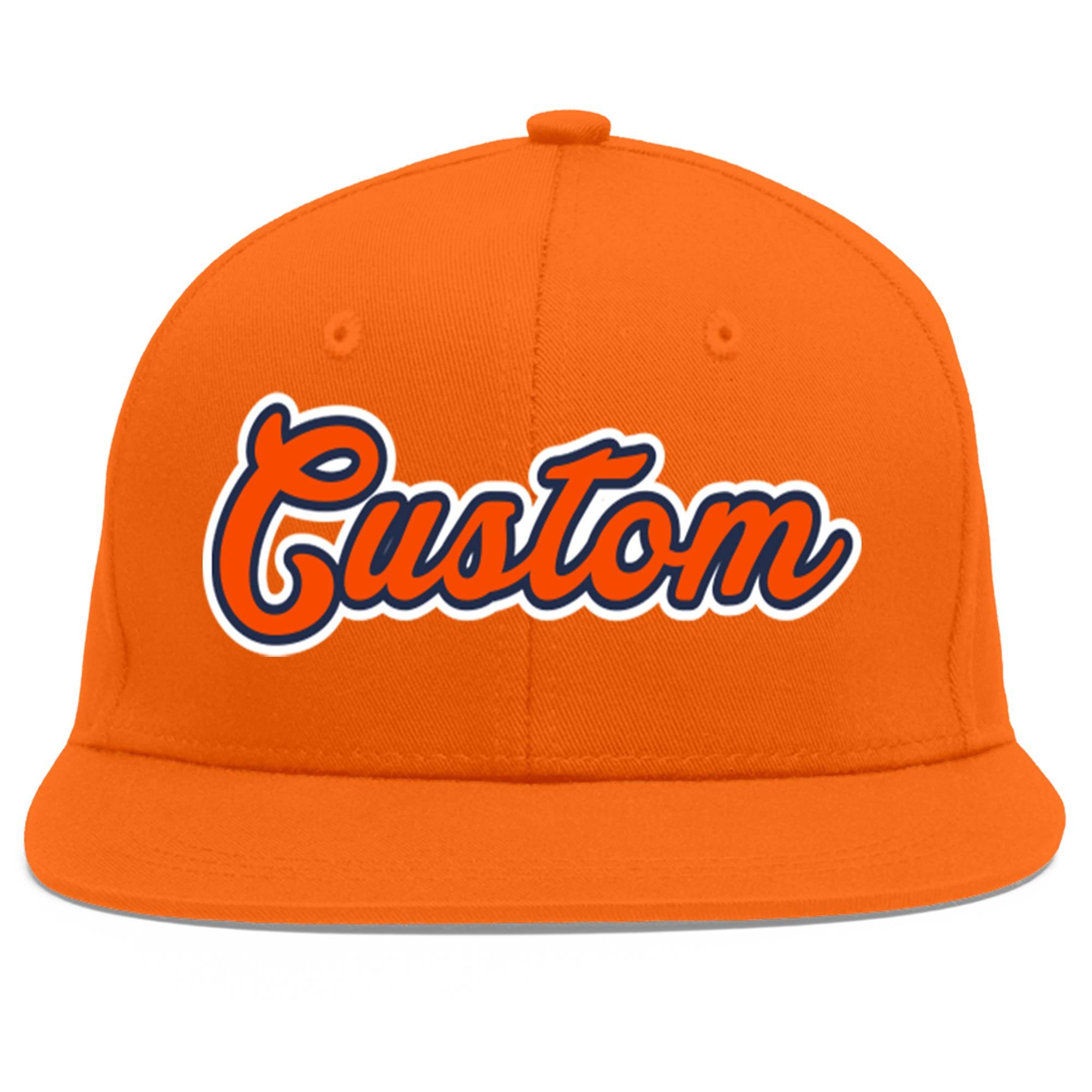 Casquette de baseball personnalisée Orange Orange-Marine Flat Eaves Sport