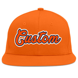 Custom Orange Orange-Navy Flat Eaves Sport Baseball Cap