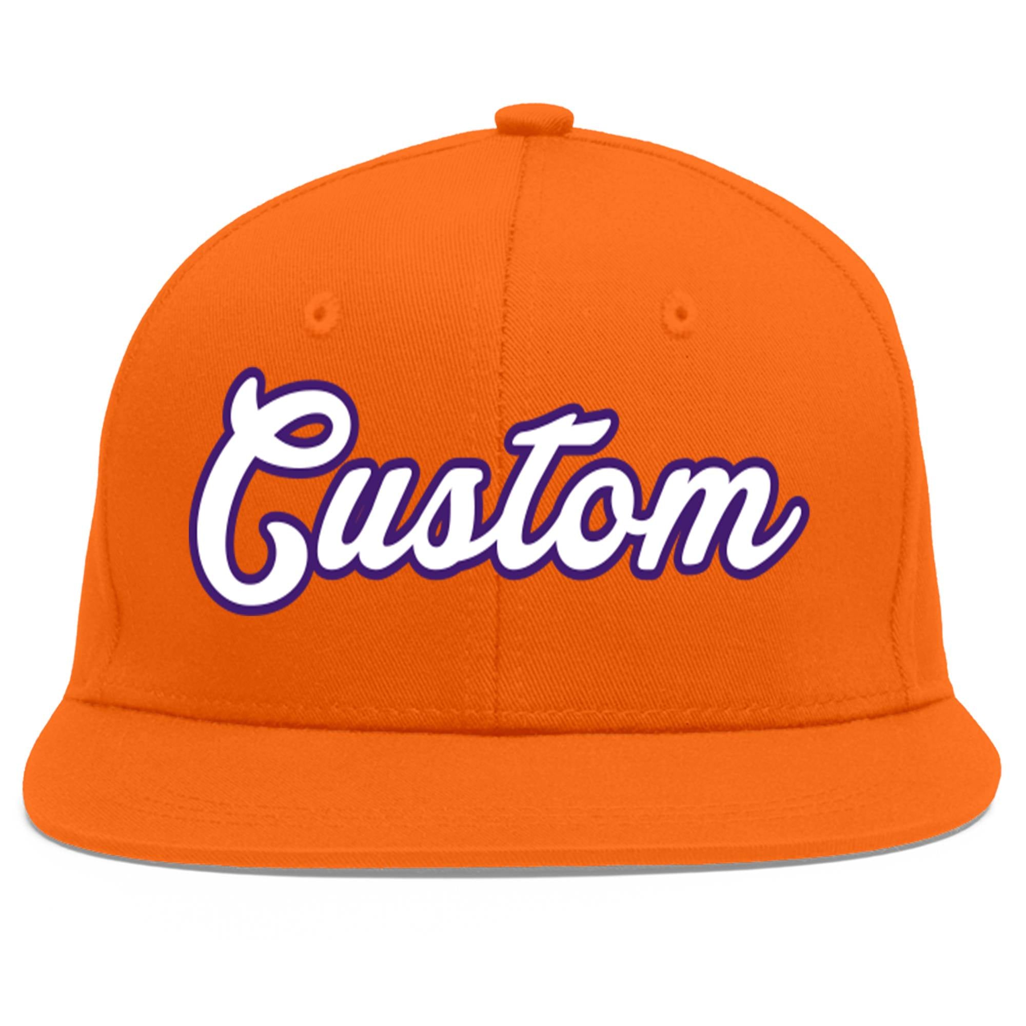 Casquette de baseball sport personnalisée orange blanc-violet Flat Eaves