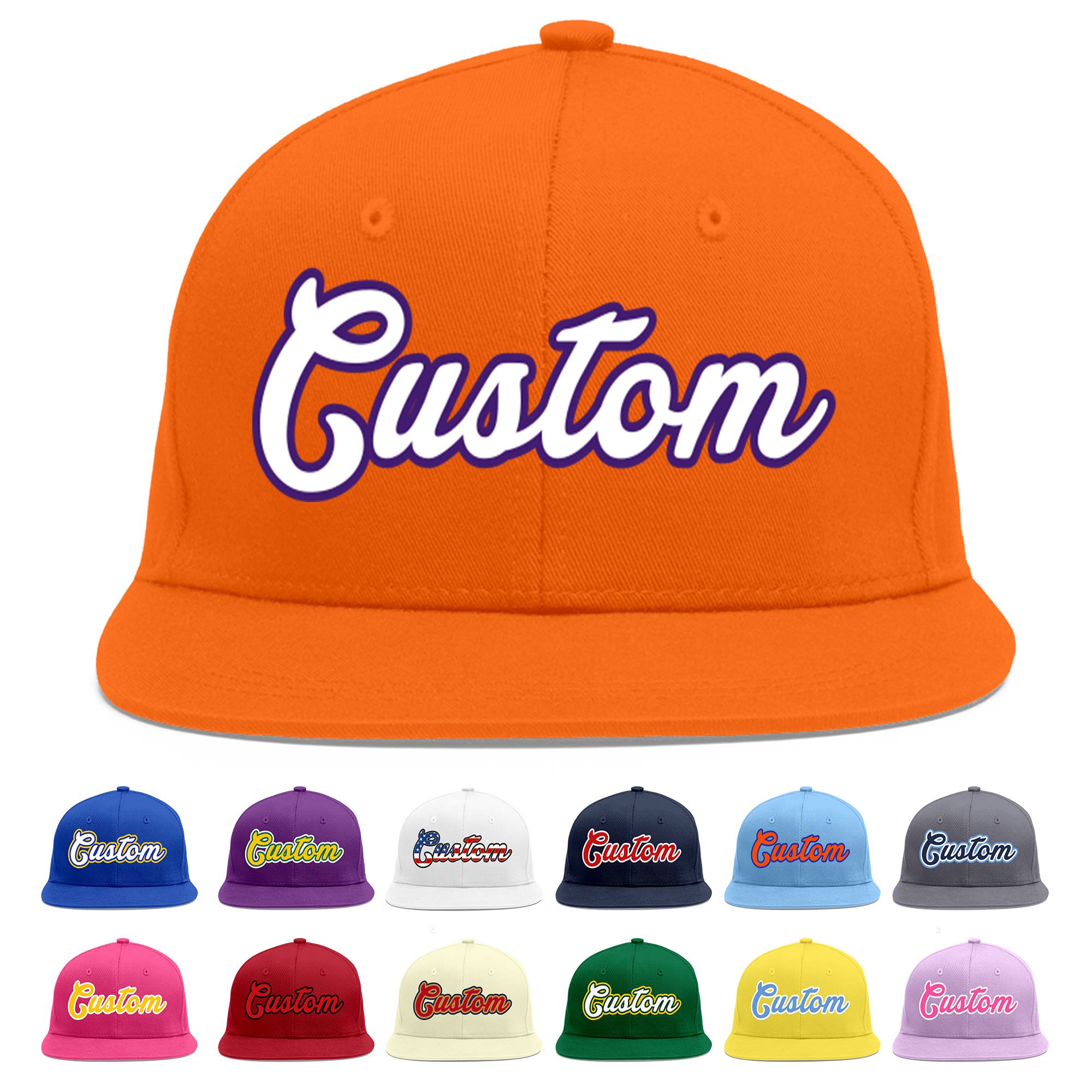 Casquette de baseball sport personnalisée orange blanc-violet Flat Eaves