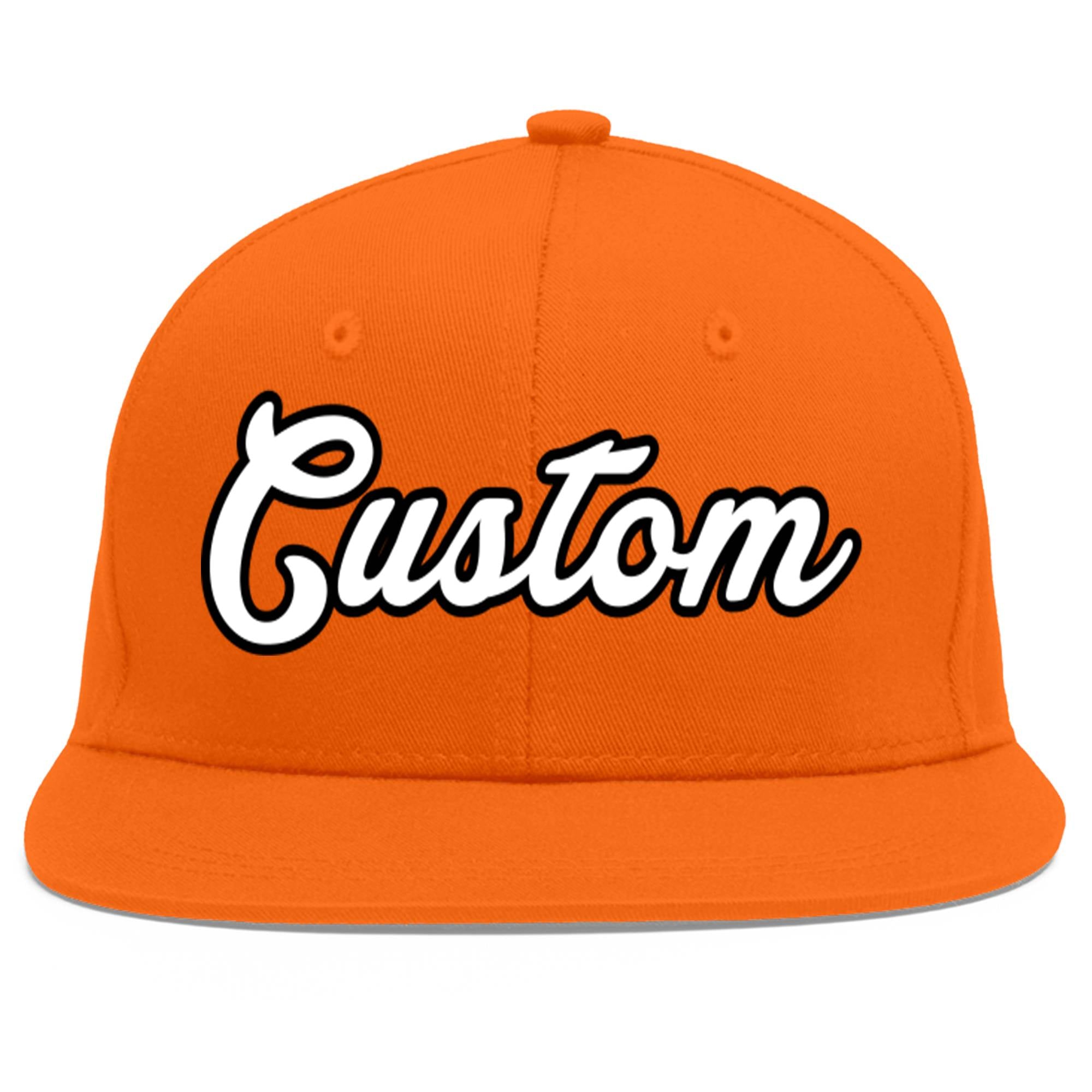 Casquette de baseball sport personnalisée orange blanc-noir Flat Eaves