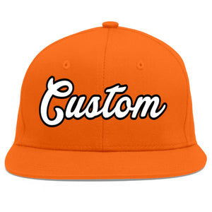 Custom Orange White-Black Flat Eaves Sport Baseball Cap