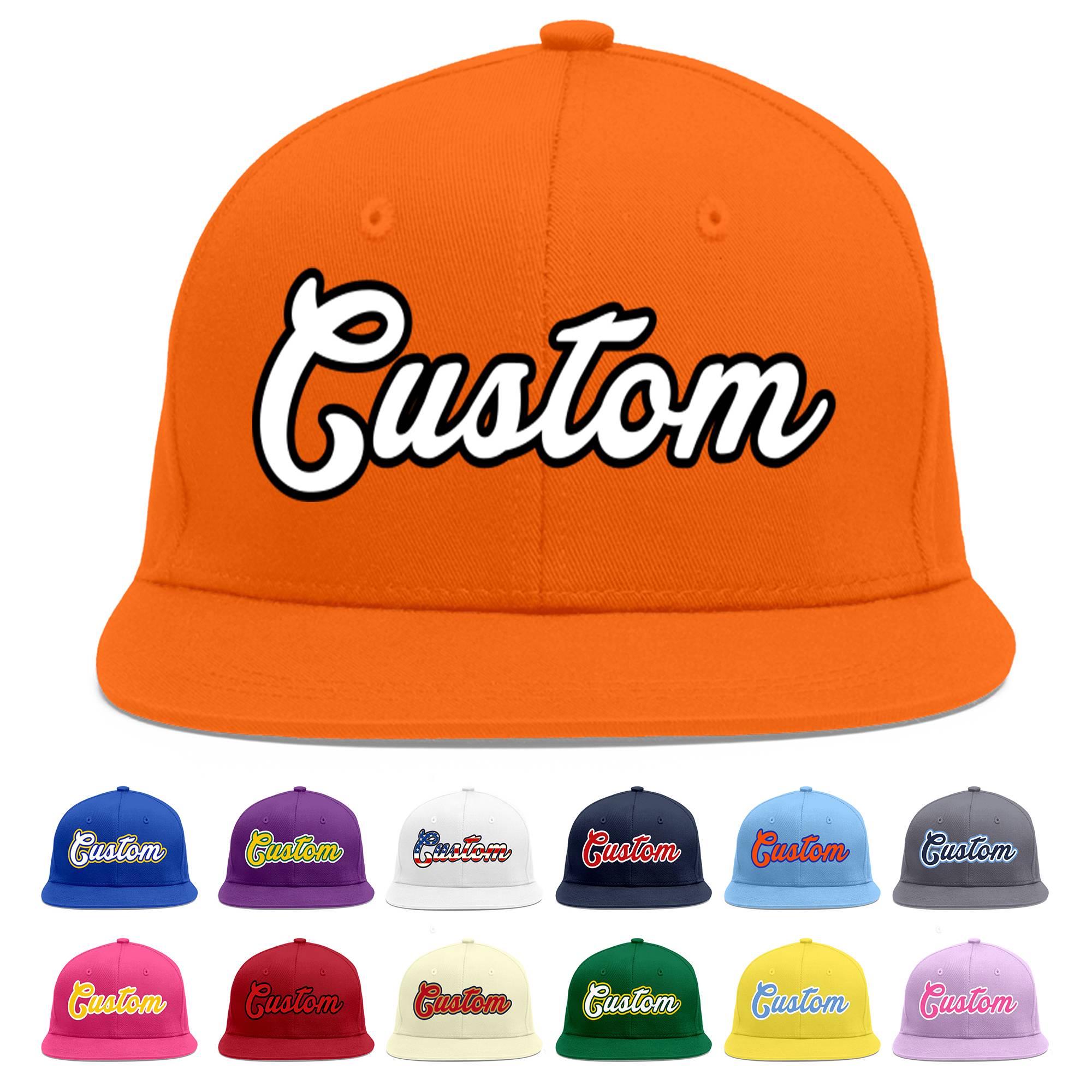 Casquette de baseball sport personnalisée orange blanc-noir Flat Eaves