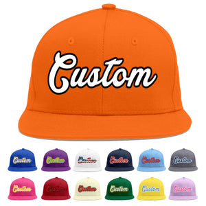 Custom Orange White-Black Flat Eaves Sport Baseball Cap