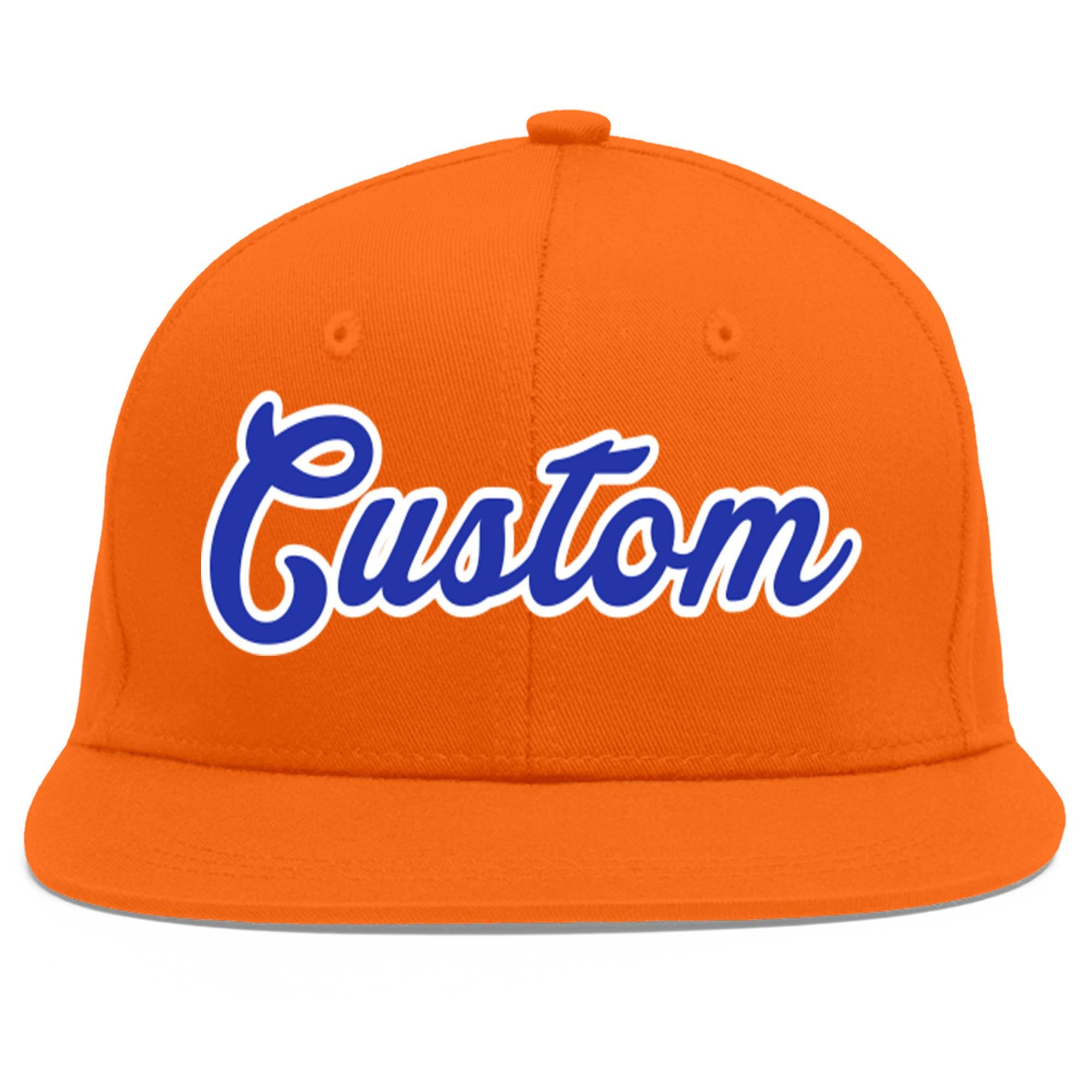 Casquette de baseball sport personnalisée Orange Royal-White Flat Eaves