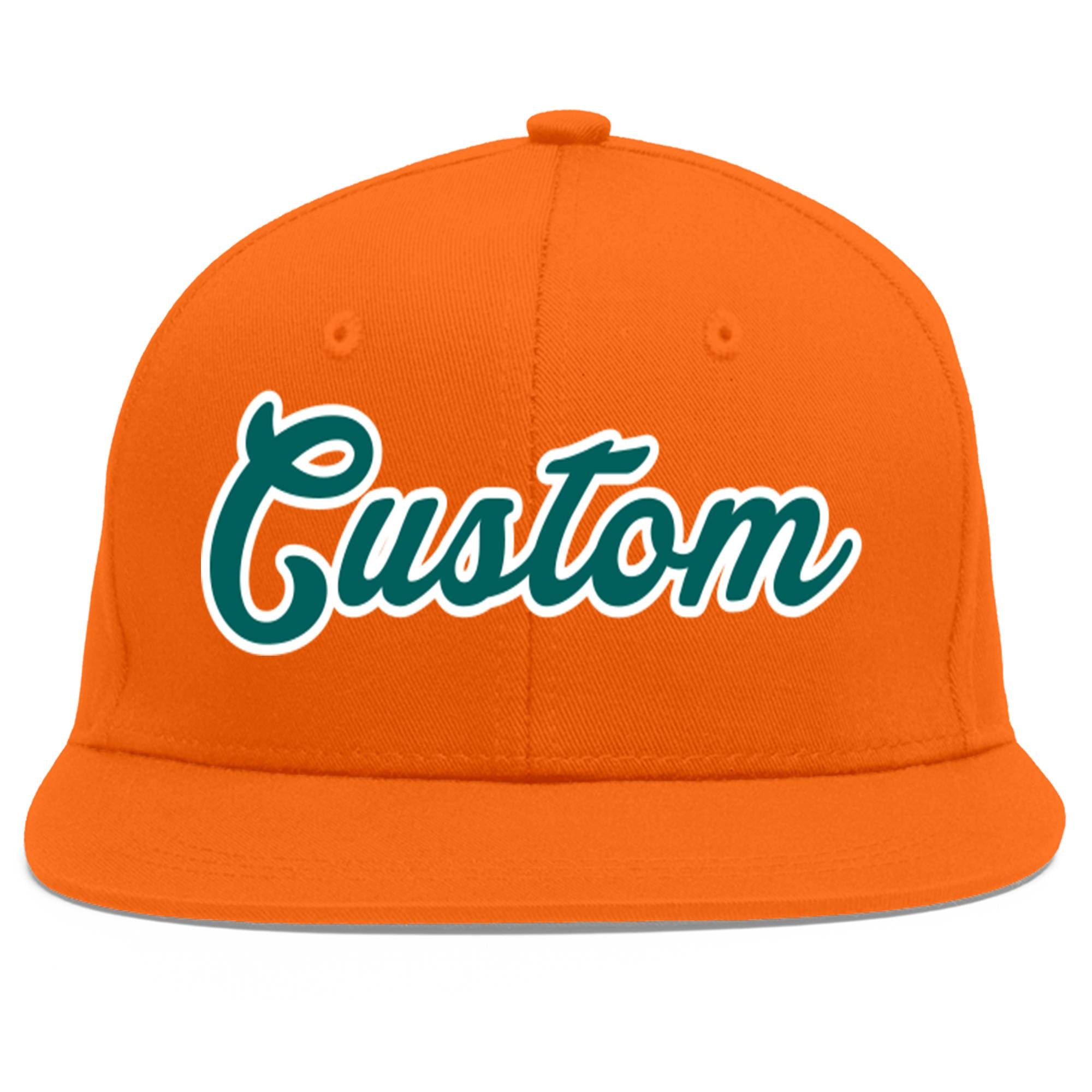 Casquette de baseball sport personnalisée Orange Aqua-White Flat Eaves