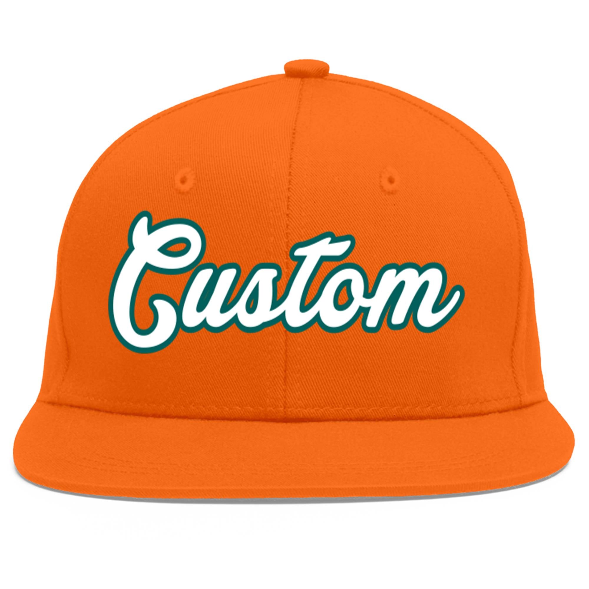 Casquette de baseball sport personnalisée Orange Blanc-Aqua Flat Eaves