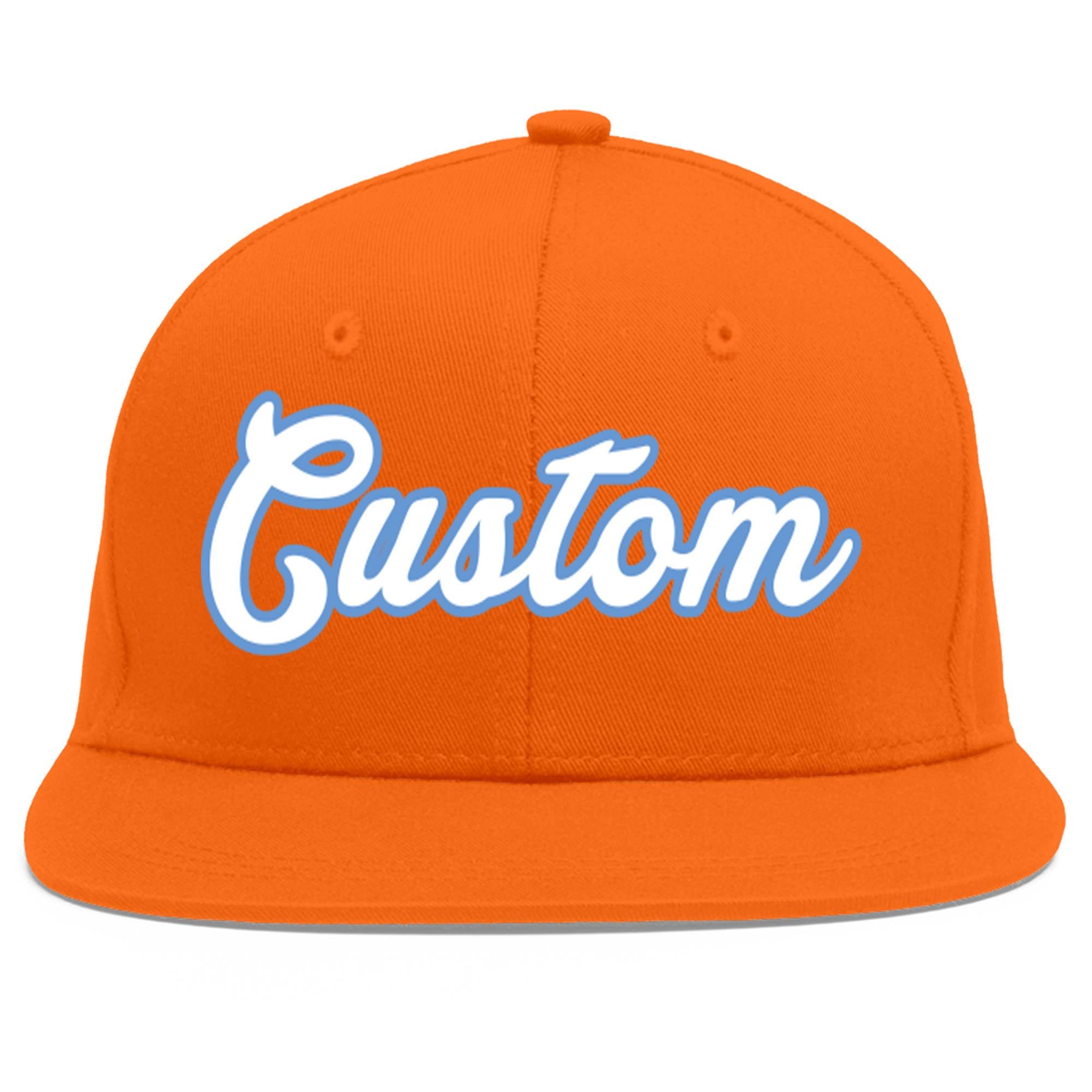 Casquette de baseball sport personnalisée orange blanc-bleu clair