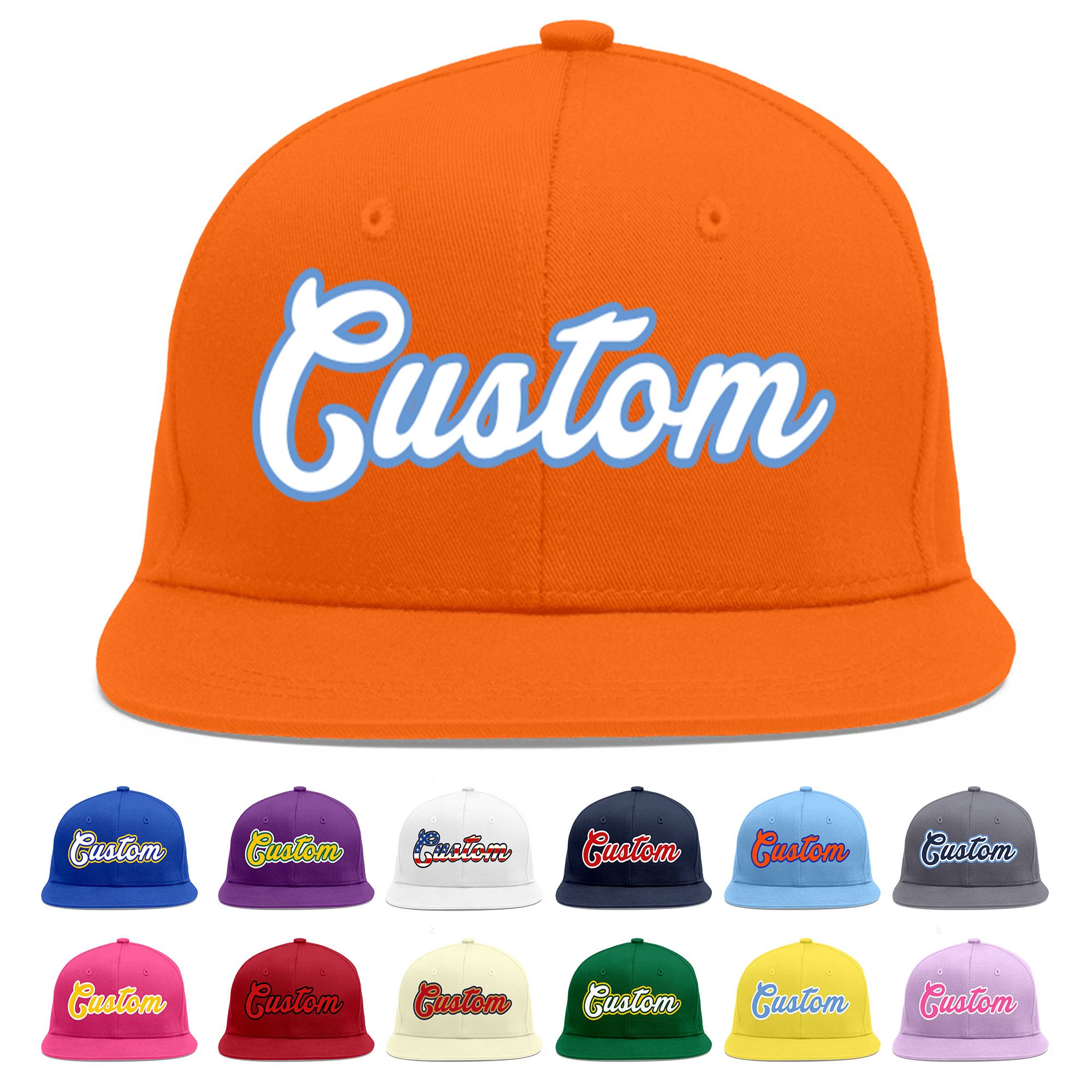 Casquette de baseball sport personnalisée orange blanc-bleu clair